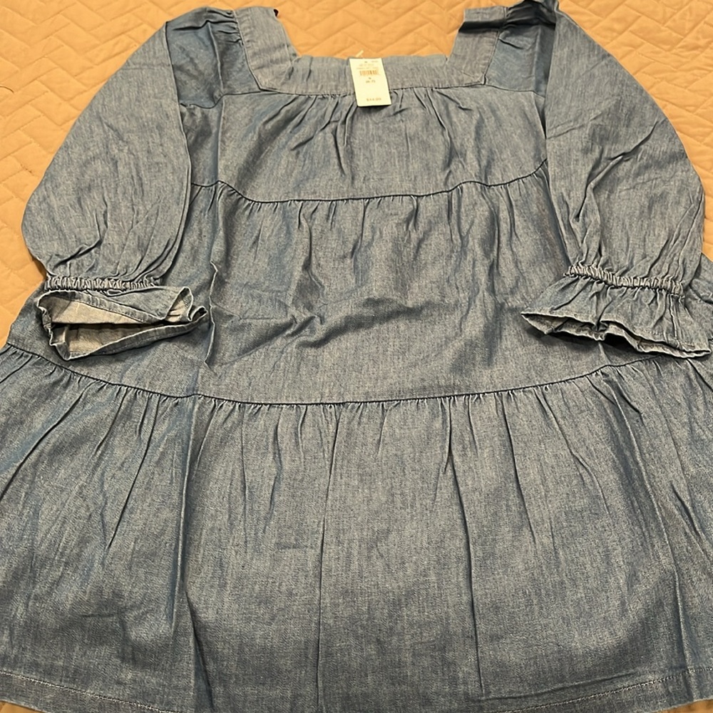 GAP Kids Tiered Chambray Square neck Dress / NWT / S - Picture 5 of 16